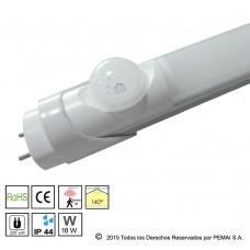 Tubo LED  con Sensor de Movimientos InfraRojo, 18W, 120CM, 20-100% Blanco Neutro